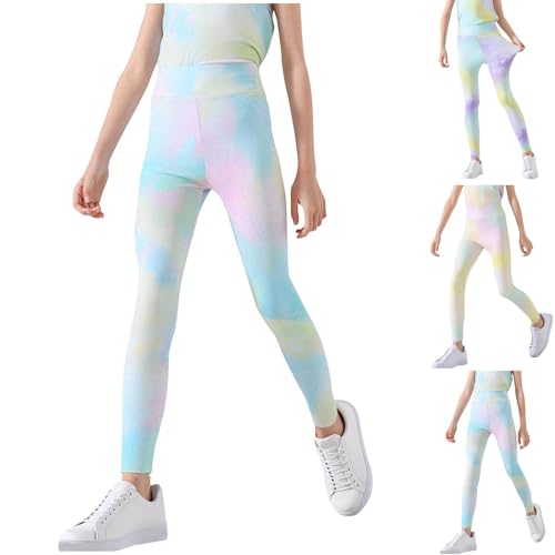 Girls Tie Dye Leggings Elastic Hight Waisted Stretch Soft Running Tight Pants for 4-13 Years2