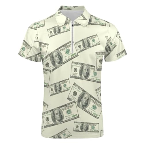 $100 Bill U.S. Dollar Men's Golf Polo Shirts Lightweight Short Sleeve Top Casual Sport Slim Fit Tees4