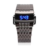 vintage led watch red Confort: les montres d'affaires pour hommes sont fabriquées avec des matériaux sûrs, adaptés au poignet, sans entraves et plus confortables, le bracelet en acier inoxydable poli offre une expérience de port confortable et résistante à l'usure