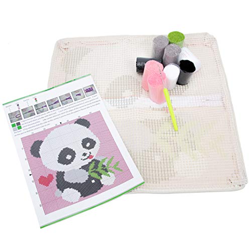 Beyond Your Thoughts Latch Hook Kits Shaggy Craft For Diy Throw Pillow Cover Sofa Cushion Cover Christmas Gift Owl/Dog/Cat/Bear/Bird With Pattern Printed 16X16 Inch Bz982 #TOP2