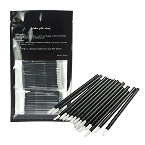 Fantasyday 100 Pcs Disposable Makeup Lip Brushes Lipstick Lip Gloss Applicators With Soft Brush Head Cosmetic Lip Brush Wands - Black #TOP2