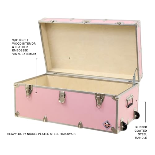 Image of Rhino Trunk & Case Large Essential Trunk With Wheels 32 inchx18 inchx14 inch, 1000+ lbs Capacity - Many Colors. Strong, USA Made Summer Camp Footlocker, and Secure College Dorm Storage Chest