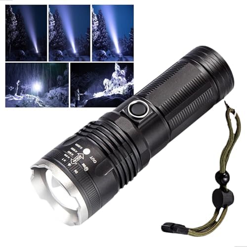 Lanterna LED Recarregável T109, 1000 Lúmens, IP65 Resistente à Água, Zoom Ajustável, Bateria de Longa Duração, Ideal para Emergências, Camping e Atividades ao Ar Livre