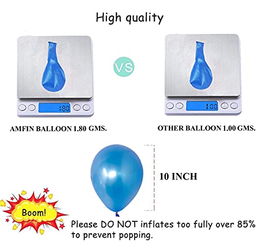 AMFIN® 10 Inch (Pack of 50) Metallic Balloons Light Blue & Blue for Birthday Decoration, Decoration for Weddings, Engagement, Baby Shower, 1st Birthday, Anniversary Party, Theme Party, Office Party