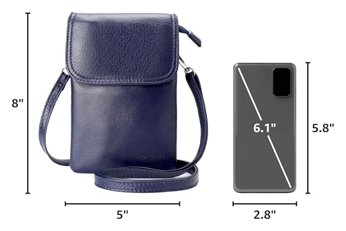 Image of befen Genuine Leather Small Crossbody Bags for Women Cell Phone Bag Cross Body Purses,Silver Zipper