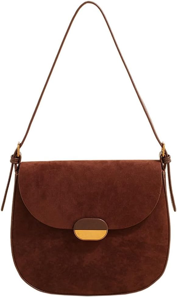 Burgundy Suede Shoulder Bags For Women Brown Suede Small Trendy Wine Crossbody Bag Saddle Suede Satchel Bag