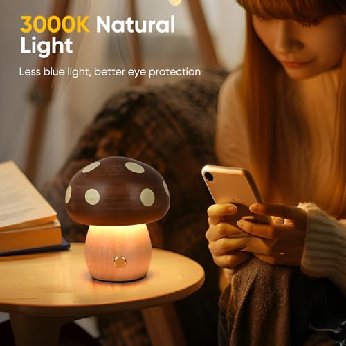 Moroommt Rechargeable Beech Wood Mushroom Night Light — view 7
