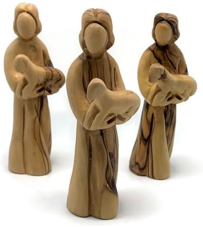 Jesus with the Lamb Figurine, Olive Wood Good Shepherd Statue Hand Carved in the Holy Land, First Communion Gifts, Catholic Religious Gifts, Jesus Carrying Lamb