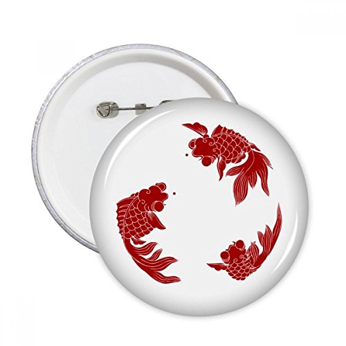 Badge rond rouge cyprinoid 5pcs le cadeau décoration vêtement parfait
