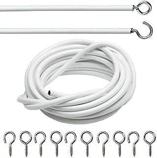G4GADGET 2 meter White Window Net Curtain Wire Cord Cable With Hooks And Eyes