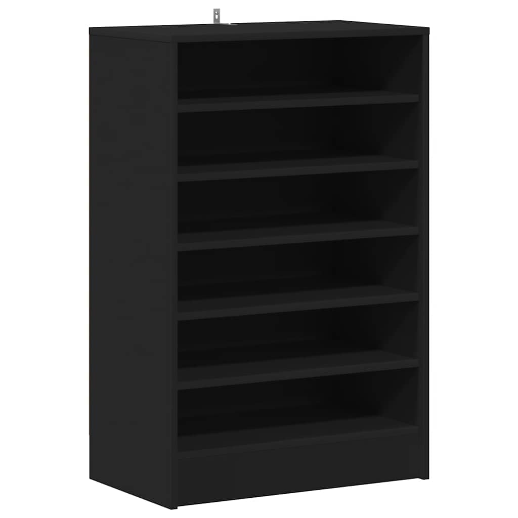Schuhschrank Schwarz aus Holzwerkstoff 60x35x92 cm mit 7 Fächern platzsparend für Schuhaufbewahrung Schuhregal Schuhablage Schuhständer Schuhgestell und Schuhaufbewahrung