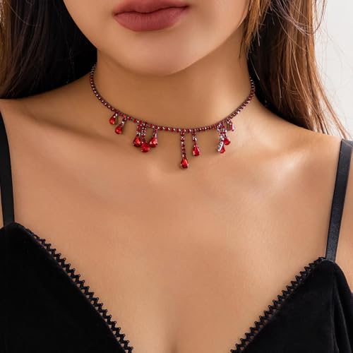 Collar gótico de garra con cristal rojo como joyería de regalo para Navidad 4