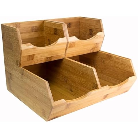 HOMESTEAD Bamboo Pantry Storage Bins - Stackable Baskets , Potato and Onion Storage, Wood Storage Bins for Pantry Baskets Organization and Storage, Set 3 Pieces Cover