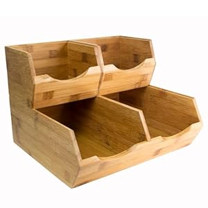 HOMESTEAD Bamboo Pantry Storage Bins – Stackable Baskets, Potato and Onion Storage for Pantry Organization, Set 3 Pieces