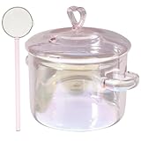 OHPHCALL Glas Herdtopf mit Doppelgriff 1500 ml Hitzebeständiger Suppentopf mit Glaslöffel Klarer Kochtopf für Gemüse und Nudeln Geeignet für Herdarten