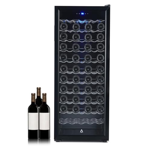Image of Garvee Wine Cooler Refrigerator, Freestanding Compressor Wine Cellar, Compact Design, Single Glass Door, 32 Bottles, Digital LED Touch Control 41℉-64℉, for Red, White, Champagne or Sparkling Wine