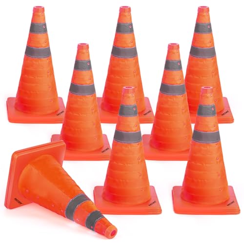 Image of BATTIFE 8 Pack 18 Inch Collapsible Traffic Cones, Orange Safety Cones