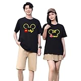 [MYAD] [翌日配達]ディズニー半袖 Tシャツ親子服 T-shirt可愛い カジュアルペアルック カップル お揃い 創意 デザイン ミッキー みにー半袖 可愛い カジュアル 吸汗性 綿100% お祝い 恋人 T-shirt グッズ 結婚記念日 プレゼントブラック ミニー-L)