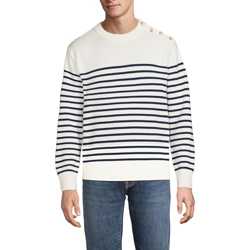 Lands' End Men's Button Up Crewneck Sweater