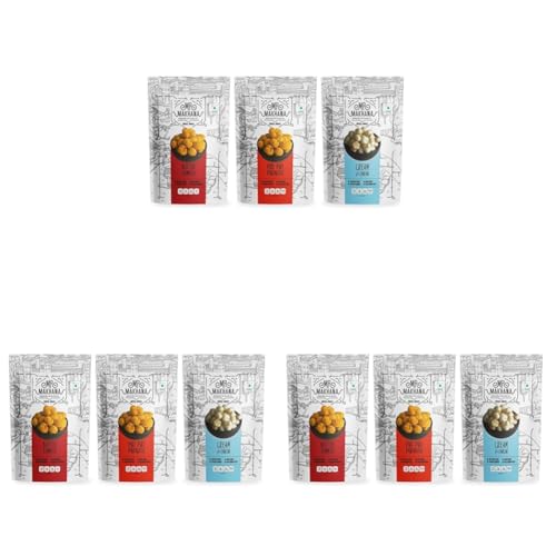 Image of Mr. Makhana Roasted Makhana & Foxnuts : Butter Tomato, Piri Piri Paradise, Cream & Onion (Pack of 9x55 gm) | Gluten Free | MSG Free | Roasted in Olive Oil | Rich Calcium