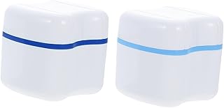 SECFOU 2 Pçs Caixa De Armazenamento De Dentadura Recipiente Retentor Copos De Dentadura Filtro Caso Dentadura Escova Dentadura Limpador De Dentadura Copo Caixa De Dentadura Chaves Viagem