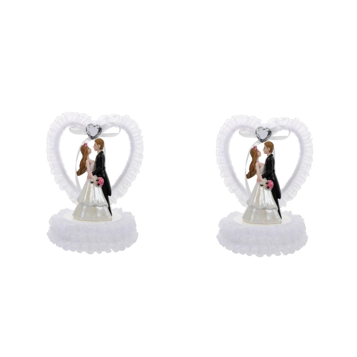 ABOOFAN 2 STK Schmuck für Braut und Bräutigam Kostüm Brautpaar Puppe Brautgeschenke Kuchen Figuren hochzeitsfigur hochzeitsdekoration Hochzeitspaar schmücken Valentinstag Harz Weiß