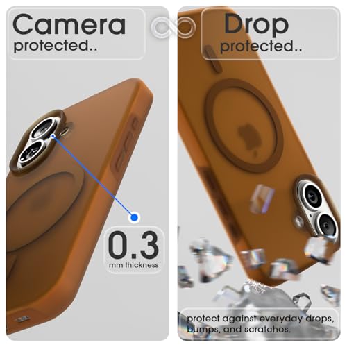 Image of Amazon Basics Back Cover for iPhone 17 | Hybrid Design with Soft Silicone Edges & Hard Frosted TPU Back | Mag-Safe Compatible | Shockproof Design Back Case (Brown)