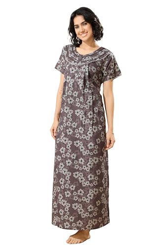 Image of GLAMORAS Bizzy Lizzy Cotton Nighty Gown with Side Pocket for Women | Regular, Digital Printed & Full Length Maxi Night Gown | Night Wear Maxi Gown for Women | Size: M-2XL