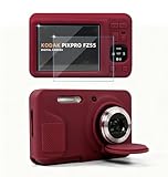 Frevyve Case for Kodak PIXPRO FZ55 Digital Camera Accessories, Soft Silicone Protective Case, Slim Fit Sleeve with Removable Lens Cover and Screen Protector, Lightweight, Anti-Scratch (Dark Red)