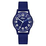 s.Oliver Damen Analog Quarz Uhr mit Silikon Armband (blau)