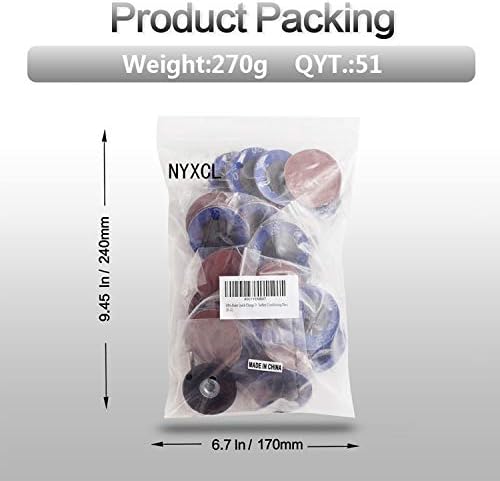 NYXCL 50Pcs Mixup Roll Lock Quick Change Discs Set, 2 inch A/O Sanding Discs with 1/4" Holder, for Die Grinder Surface Prep Strip Grind Polish Finish Burr Rust Paint RemovalSurface Conditioning Discs