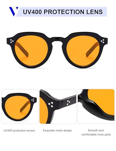 VANLINKER Small Round Hexagon Sunglasses for Men Women Retro Vintage Circle Shades VL98844