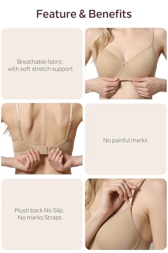 Image of Van Heusen Women's Cotton T-Shirt Bra|16 Hour Comfort|Everyday Bra|Breathable Perforated Cups|Anti Bacterial Tech|Sweat Absorbent|Padded|Wireless|Coverage|No Slip Soft Straps|Detachable Straps