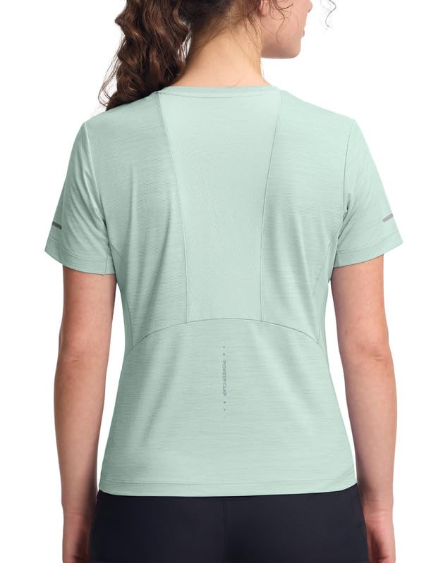 Pioneer Camp Sportshirt Damen Atmungsaktiv & Schnelltrocknend Konfektioniertes Funktionsshirt für Wandern Trailrunning & Outdoor Mit Mesh-Einsätzen & Reflektierenden Prints(Green;L)