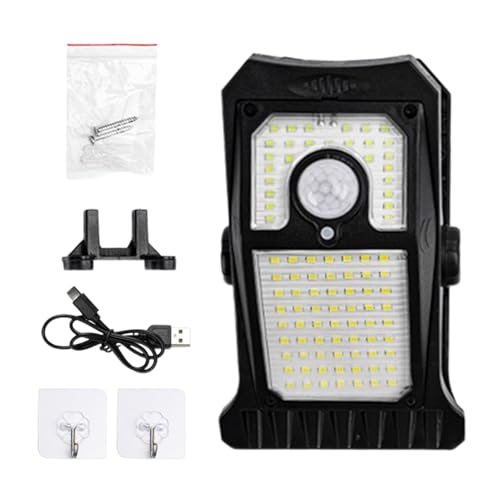 Focos de seguridad LED – Fijación recargable alimentada por energía solar, sensores inalámbricos del atardecer al con lente gran angular, agarre de instalación rápida y fácil, ideal para