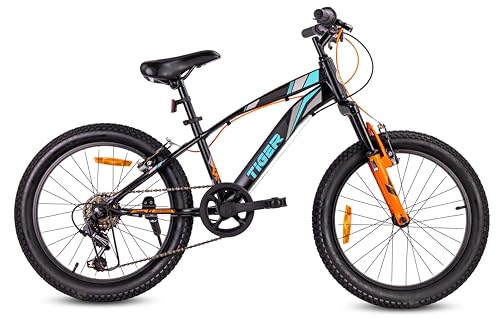 Tiger Bike Bicicleta Infantil 20 Pulgadas tamaño de Rueda a Elegir 6 velocidades Shimano Bicicleta para niños de 6 a 10 años Altura Ajustable (Negro Turquesa Gris Naranja)