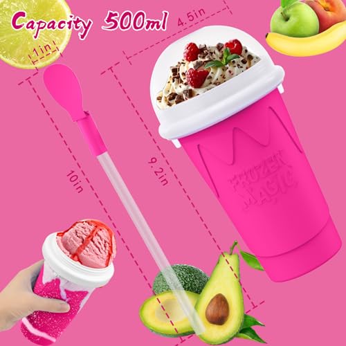 Image of 2PCS Slushie Maker Cup-500ml DIY Magic Quick Frozen Smoothies Cups for Homemade Milk Shake Ice Cream Maker, Portable Cooling Cups, Double Layer Squeeze Slushy Maker Cup, Birthday Gifts for Kids Mom
