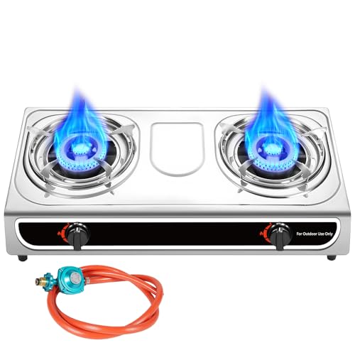 Llamaviva 2 Burner Gas Stove, Portable Propane Cooktop