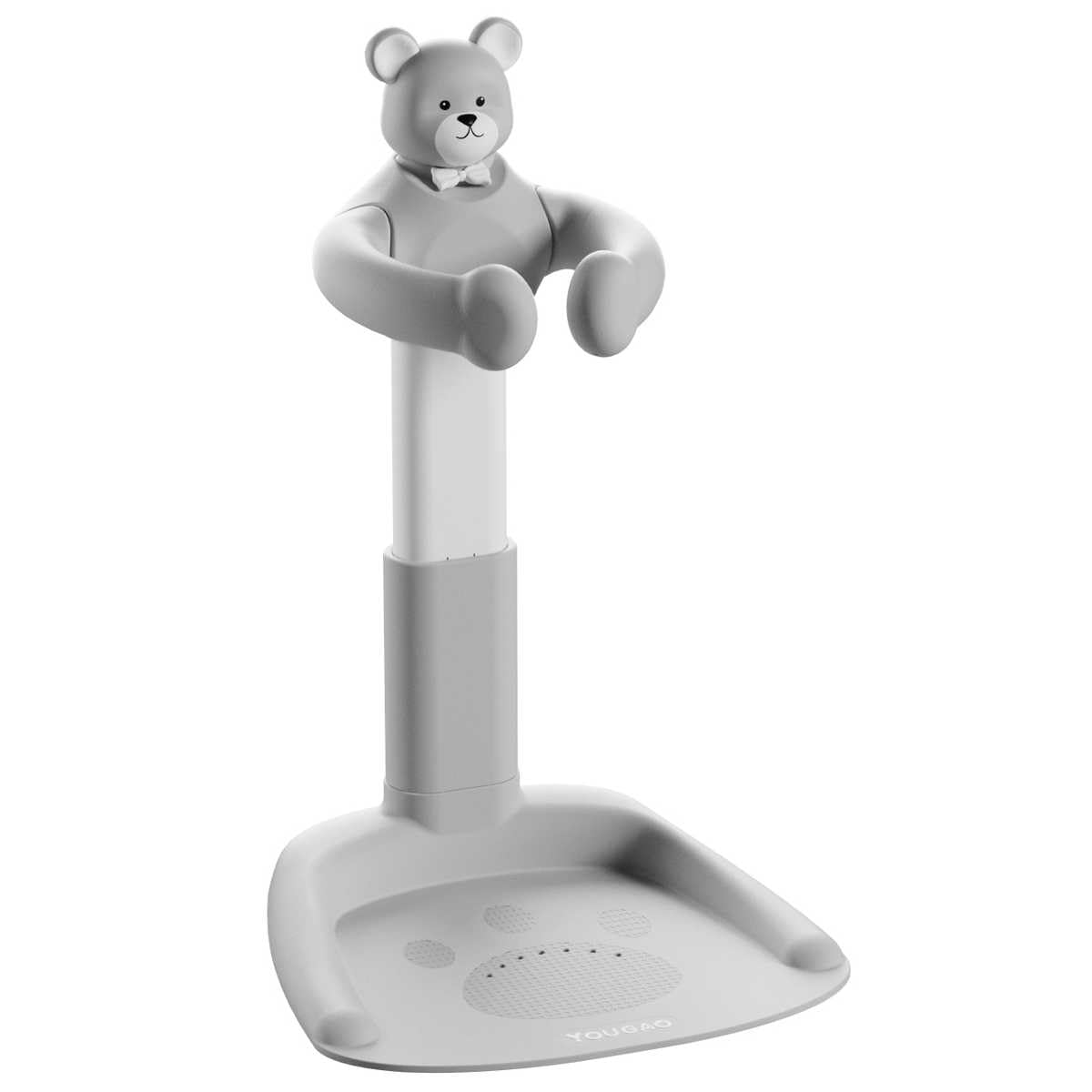 Baby Shower Stand with Anti-Slip Base Teddy Bear Shaped Bathtub Dish Pink Bath Assistant Bath Bathtub Gray