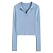 Chinc. Maglione Pullover per Le Donne Donne Moda Moda Ritagliata Maglia Maglia Maglione Vintage Polo Collare a Maniche Lunghe Pullover Femmina Pullover Chic (Color : Blue, Size : US-M)