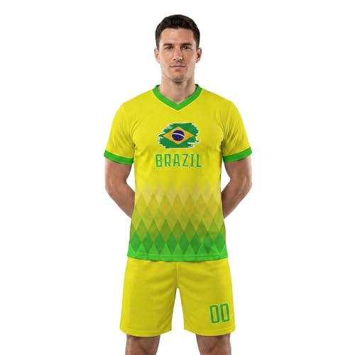 WM 2026 Fanartikel Conjunto de chándal para Hombre, niño, niña, Camiseta de Entrenamiento, Manga Corta y pantalón Corto. (Yellow, 10-11 Years)