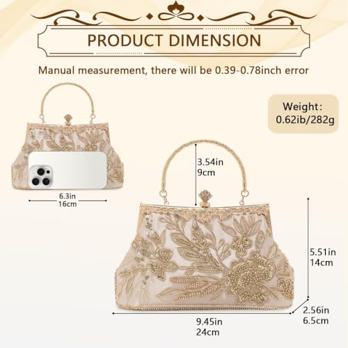 Image of 1920s Clutch Purses for Women, Embroidery Sequin Rhinestone Evening Bag
