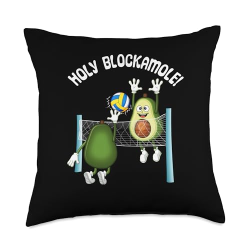 Holy Blockamole! Guacamole Player Blocker Volleyball Throw Pillow