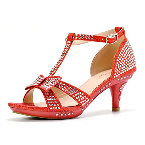 Image of Nova Utopia Toddler Little Girls Low Medium Heel Dress Sandal Flower Girl Shoes (size 9-4)