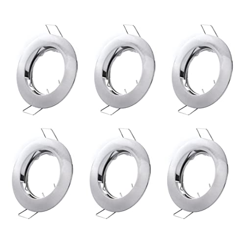 Hsthe Sea Set of 6 Recessed Light Frames Ceiling Mount Recessed Spotlights Aluminium (LED/Halogen/GU10/MR16/PAR16/50 mm) Silver