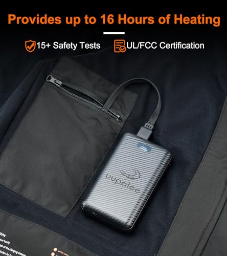 Image of Heated Jacket for Men (with 16000 mAh Battery Pack and Detachable Hood) Black S