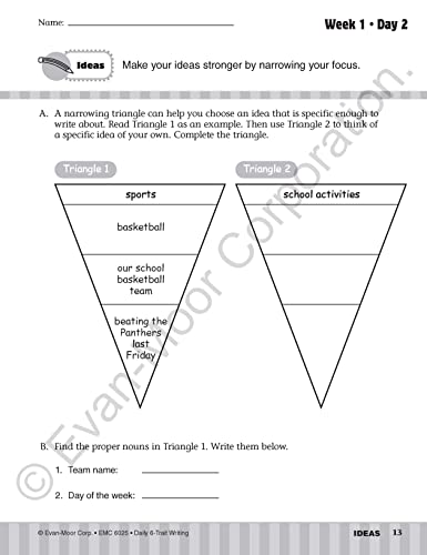 Evan-Moor Daily 6-Trait Writing, Grade 5 Homeschool and Classroom Resource Workbook, Reproducible Worksheets, Teaching Edition, Lesson Plans, Ideas, Organization, Word Choice, Sentence Fluency, Voice - Image 7