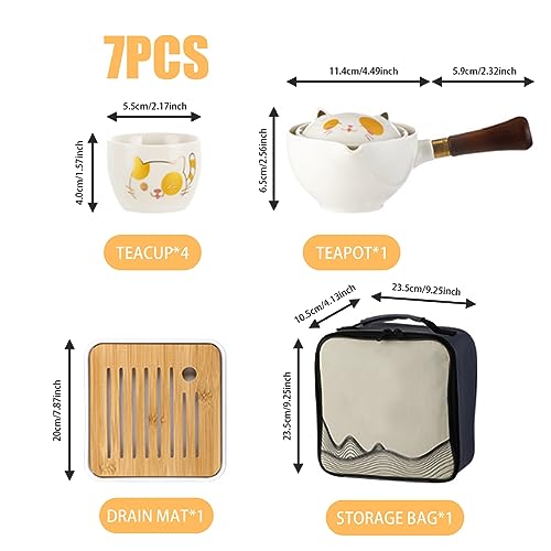 Théière et infuseur de rotation 360 anti-brûlure, set de thé portable 7 pièces