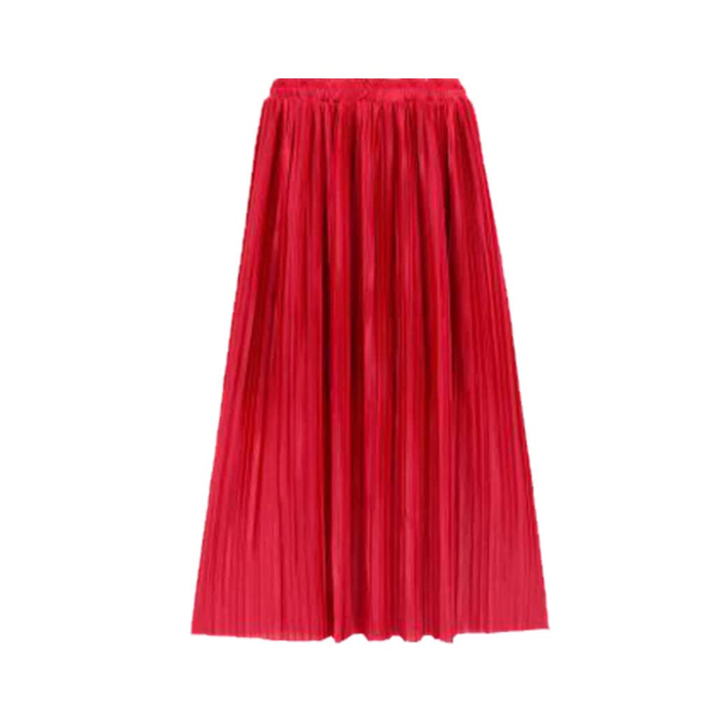SePkus Falda de Mujer Primavera Verano Falda Midi Plisada Vintage de Color metálico a la Moda (2 Talla única)