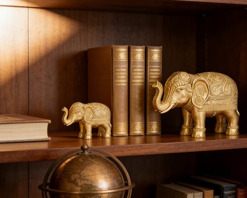 Estatua de Elefante Decoración Hogar 9 Pulgadas Oro miniatura 4